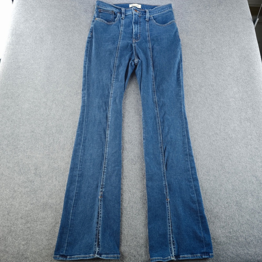 Madewell Roadtripper Skinny Flare Jeans Womens 29 Blue Front Seam Split Hem